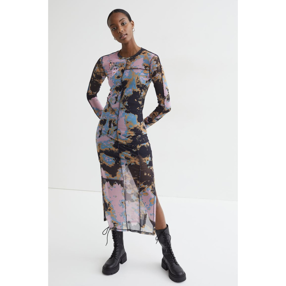 Tie-dye-patterned Mesh Dress NWT Size M